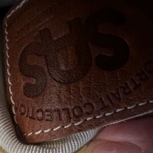 SAS leather purse. Mustard yellow. 7”/7”. Like new. Leather and chain strap.